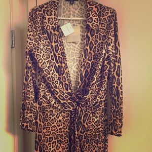 Nude Leopard Print Wrap Front Maxi Dress